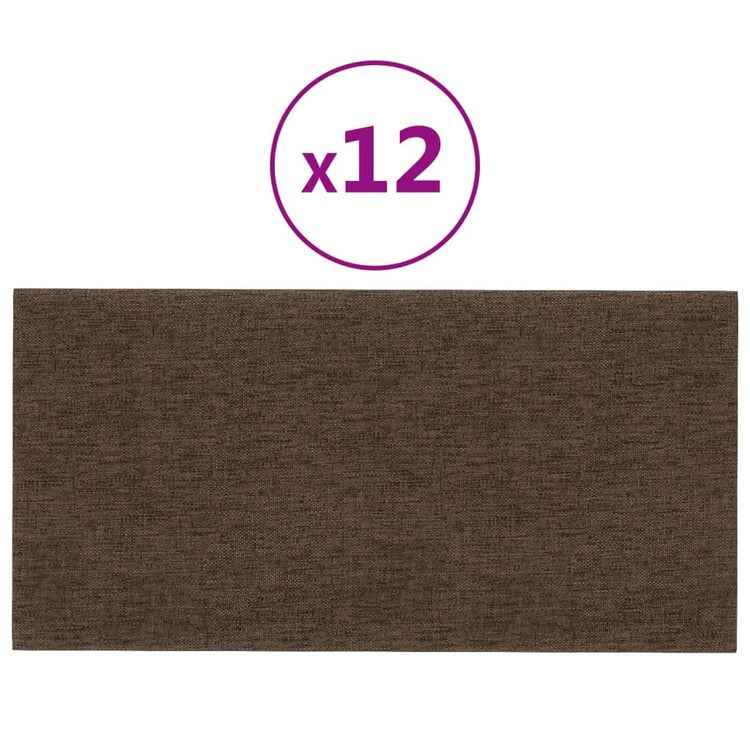 VidaXL Wandpanelen 12 st 0,54 m² 30x15 cm stof bruin