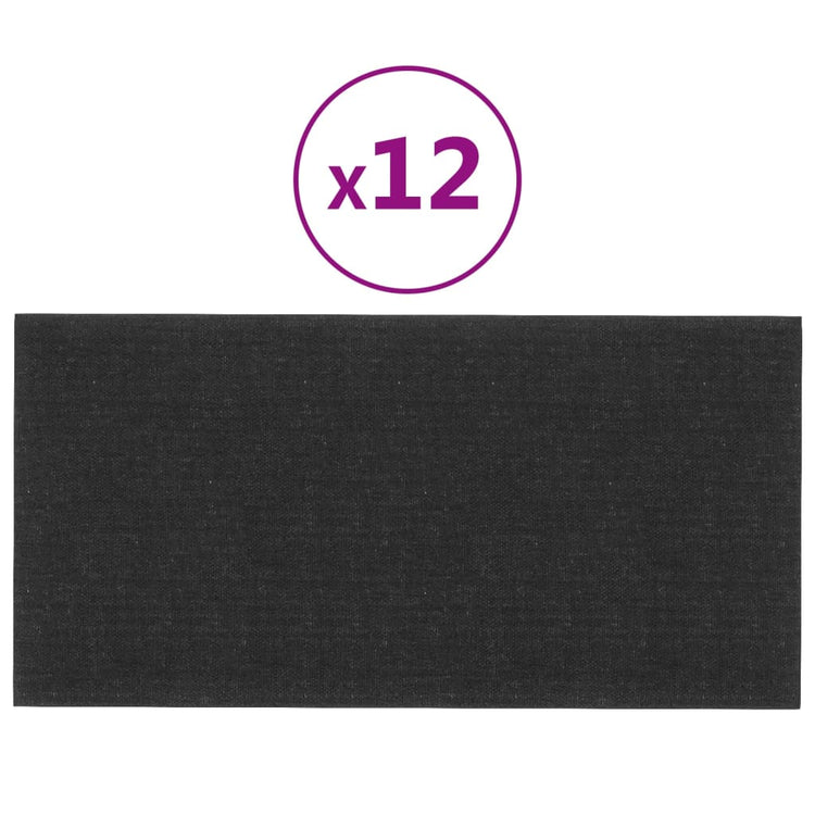 Vidaxl wandpanelen 12 st 0,54 m² 30x15 cm stof zwart