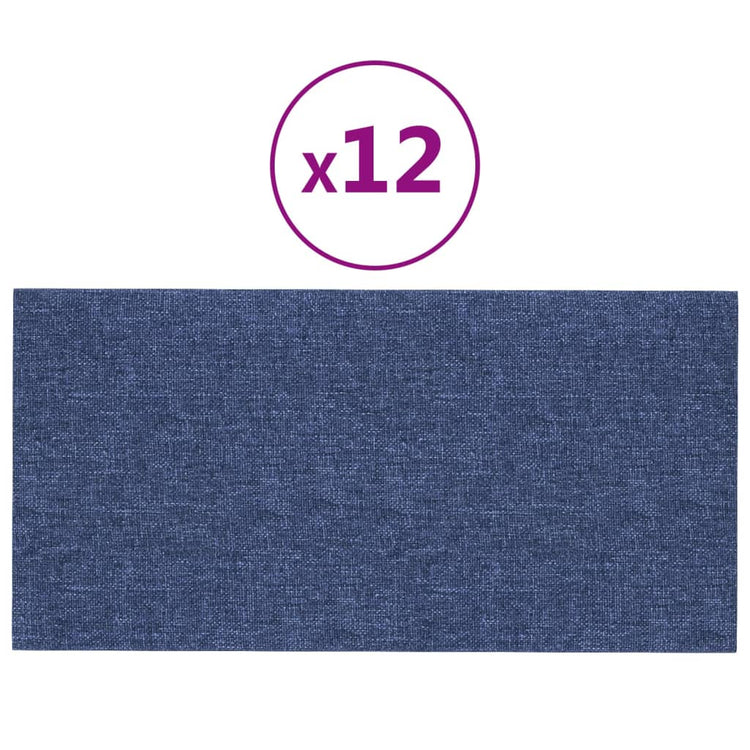 Vidaxl wandpanelen 12 st 0,54 m² 30x15 cm stof blauw
