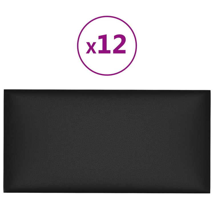 Vidaxl wandpanelen 12 st 0,54 m² 30x15 cm kunstleer zwart
