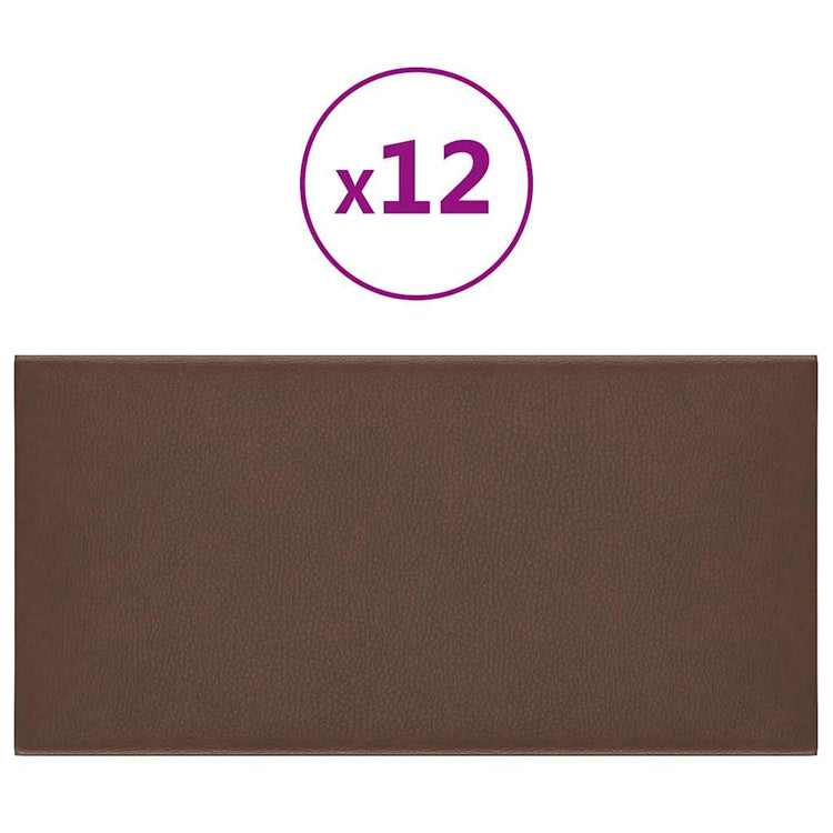 Vidaxl wandpanelen 12 st 0,54 m² 30x15 cm kunstleer bruin