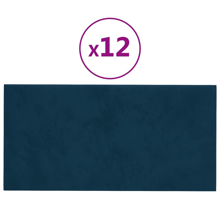 Vidaxl wandpanelen 12 st 0,54 m² 30x15 cm fluweel blauw