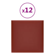 Vidaxl wandpanelen 12 st 1,08 m² 30x30 cm kunstleer wijnrood - afbeelding 2
