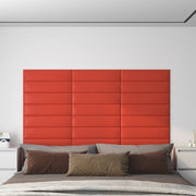 Vidaxl wandpanelen 12 st 1,08 m² 60x15 cm kunstleer rood - afbeelding 1