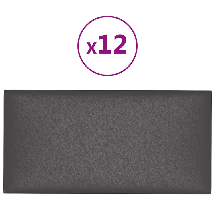 Vidaxl wandpanelen 12 st 2,16 m² 60x30 cm kunstleer grijs