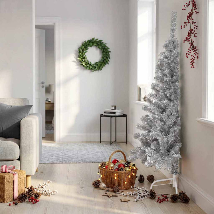 Vidaxl kunstkerstboom met standaard half 150 cm pvc roze