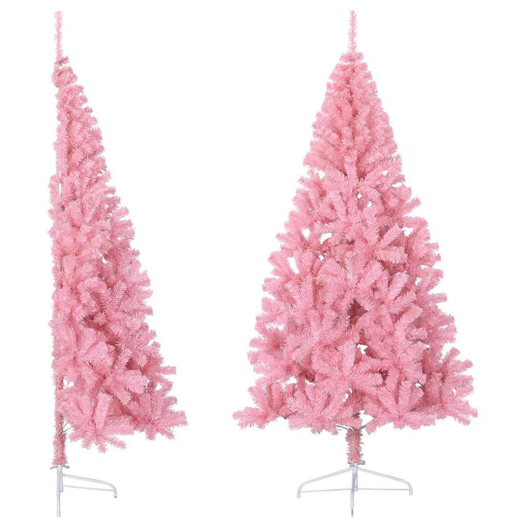 Vidaxl kunstkerstboom met standaard half 210 cm pvc roze