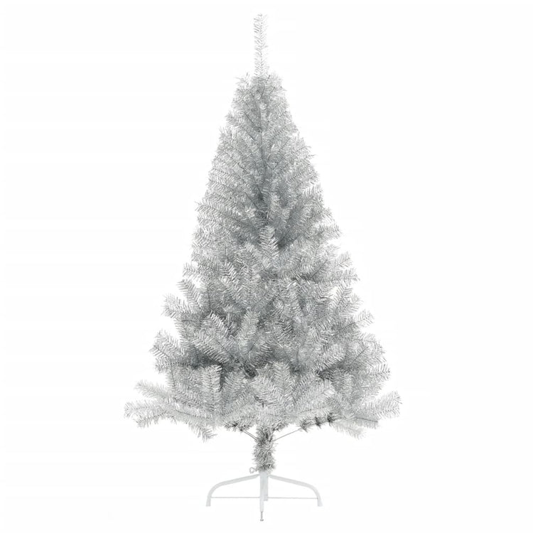 Vidaxl kunstkerstboom half met standaard 120 cm pet zilverkleurig