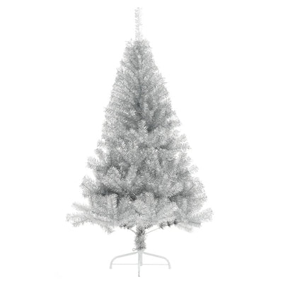 VidaXL Kunstkerstboom half met standaard 180 cm PET zilverkleurig