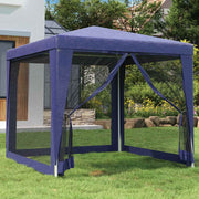 Vidaxl partytent met 4 mesh zijwanden 2,5x2,5 m hdpe blauw - afbeelding 1