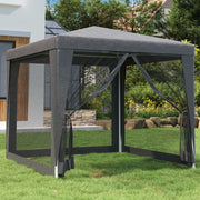 Vidaxl partytent met 4 mesh zijwanden 2,5x2,5 m hdpe antracietkleurig - afbeelding 1