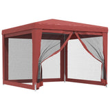 Vidaxl partytent met 4 mesh zijwanden 3x3 m hdpe rood - afbeelding 2