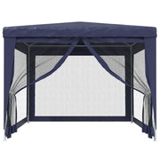 Vidaxl partytent met 4 mesh zijwanden 3x4 m hdpe blauw - afbeelding 3