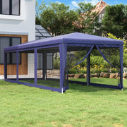 Vidaxl partytent met 8 mesh zijwanden 3x9 m hdpe blauw - afbeelding 1