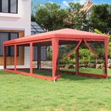 Vidaxl partytent met 8 mesh zijwanden 3x9 m hdpe rood - afbeelding 1