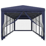Vidaxl partytent met 10 mesh zijwanden 3x12 m hdpe blauw - afbeelding 3