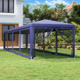Vidaxl partytent met 10 mesh zijwanden 3x12 m hdpe blauw - afbeelding 1