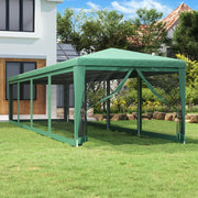 Vidaxl partytent met 10 mesh zijwanden 3x12 m hdpe groen - afbeelding 1
