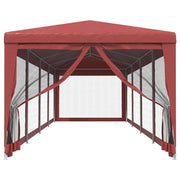 Vidaxl partytent met 10 mesh zijwanden 3x12 m hdpe rood - afbeelding 3