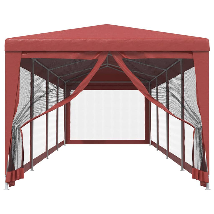 Vidaxl partytent met 10 mesh zijwanden 3x12 m hdpe rood