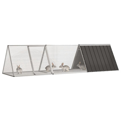 Vidaxl konijnenkooi antraciet 302,5x80,5x71 cm gegalvaniseerd staal