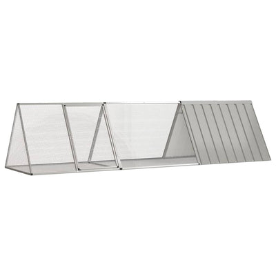 Vidaxl konijnenkooi grijs 302,5x80,5x71 cm gegalvaniseerd staal