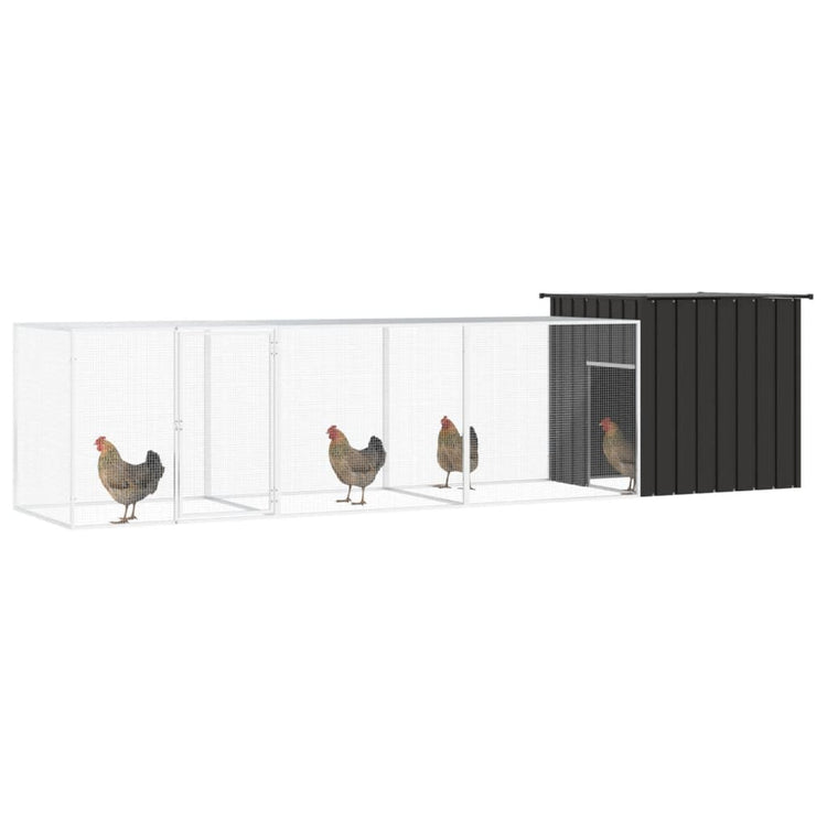 VidaXL Kippenhok 400x91x100 cm gegalvaniseerd staal antracietkleurig