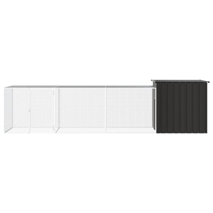 VidaXL Kippenhok 400x91x100 cm gegalvaniseerd staal antracietkleurig