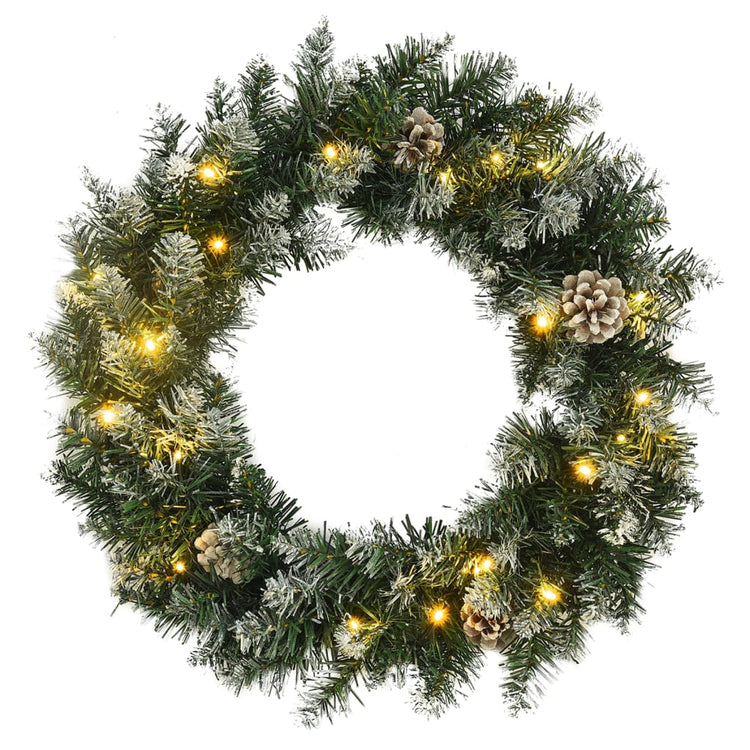 Vidaxl kerstkrans met led-lampjes 60 cm pvc groen