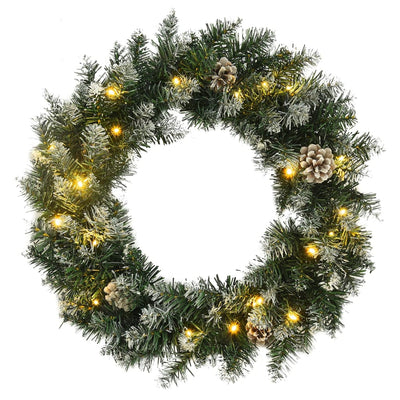 Vidaxl kerstkrans met led-lampjes 60 cm pvc groen