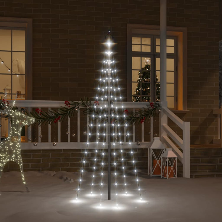 Vidaxl vlaggenmast kerstboom 108 led's koudwit 180 cm