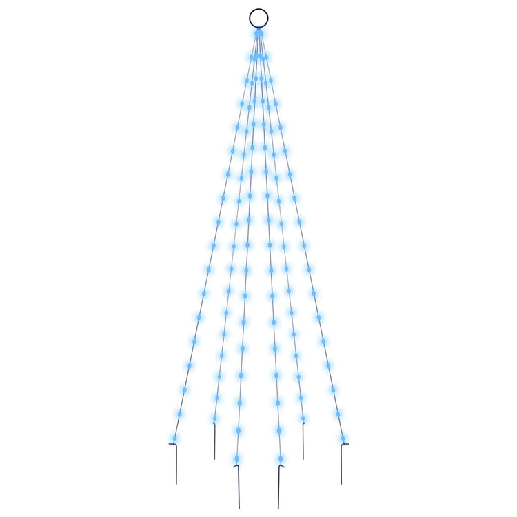 Vidaxl vlaggenmast kerstboom 108 led's blauw 180 cm