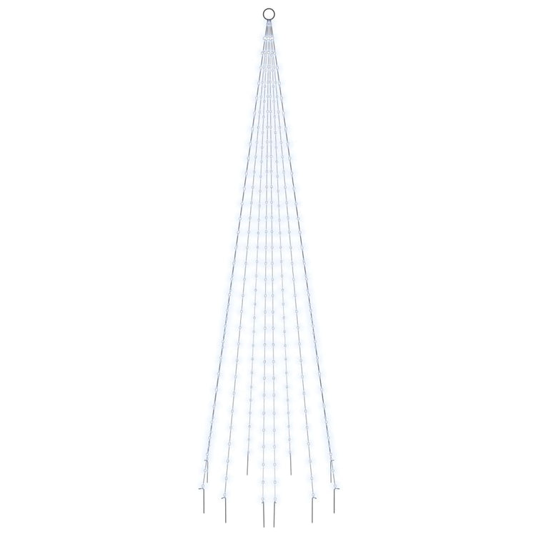 VidaXL Vlaggenmast kerstboom 310 LED's koudwit 300 cm