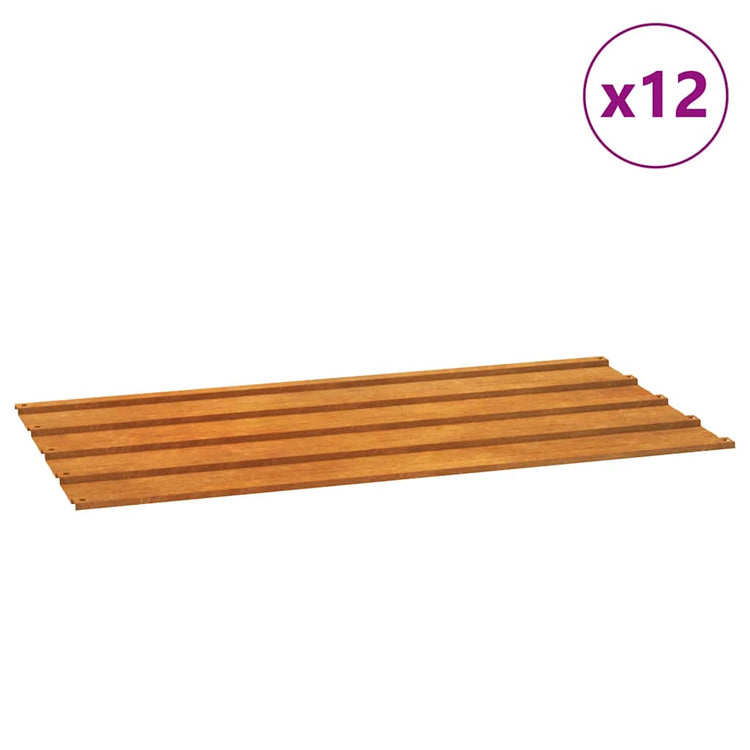 Vidaxl dakpanelen 12 st 80x44 cm cortenstaal roestig