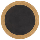 VidaXL Vloerkleed rond gevlochten 90 cm jute en katoen zwart naturel - afbeelding 1