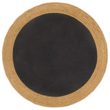VidaXL Vloerkleed rond gevlochten 150 cm jute en katoen zwart naturel - afbeelding 1