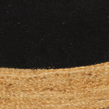 VidaXL Vloerkleed rond gevlochten 150 cm jute en katoen zwart naturel - afbeelding 2