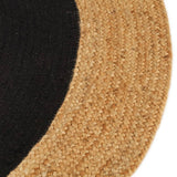 VidaXL Vloerkleed rond gevlochten 150 cm jute en katoen zwart naturel - afbeelding 3