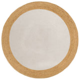Vidaxl vloerkleed rond gevlochten 120 cm jute en katoen wit en naturel - afbeelding 1
