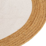 Vidaxl vloerkleed rond gevlochten 120 cm jute en katoen wit en naturel - afbeelding 3