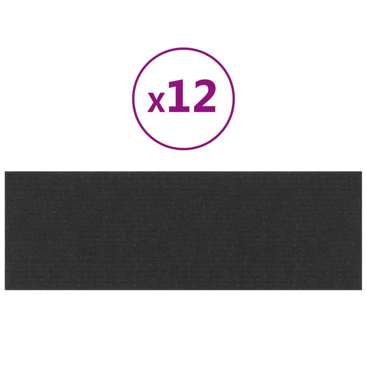 Vidaxl wandpanelen 12 st 3,24 m² 90x30 cm stof zwart