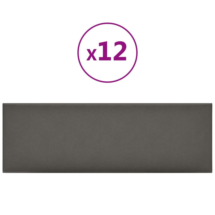 Vidaxl wandpanelen 12 st 3,24 m² 90x30 cm kunstleer grijs