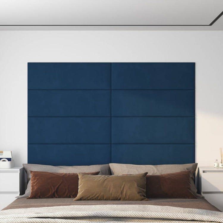VidaXL Wandpanelen 12 st 3,24 m² 90x30 cm fluweel blauw