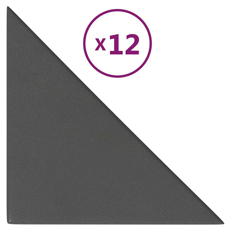 Vidaxl wandpanelen 12 st 0,54 m² 30x30 cm kunstleer grijs