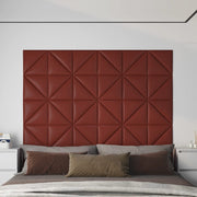 Vidaxl wandpanelen 12 st 0,54 m² 30x30 cm kunstleer wijnrood - afbeelding 1