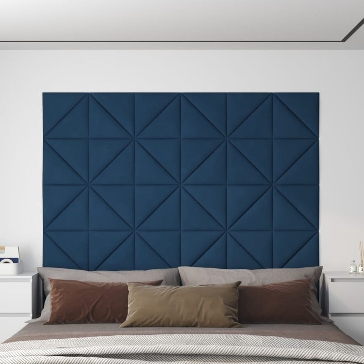 VidaXL Wandpanelen 12 st 0,54 m² 30x30 cm fluweel blauw