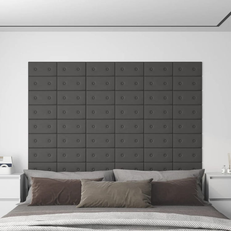 Vidaxl wandpanelen 12 st 0,54 m² 30x15 cm kunstleer grijs