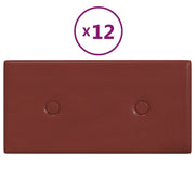 Vidaxl wandpanelen 12 st 0,54 m² 30x15 cm kunstleer wijnrood - afbeelding 2