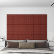 Vidaxl wandpanelen 12 st 0,54 m² 30x15 cm kunstleer wijnrood - afbeelding 1