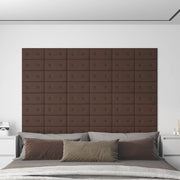 Vidaxl wandpanelen 12 st 0,54 m² 30x15 cm kunstleer bruin - afbeelding 1
